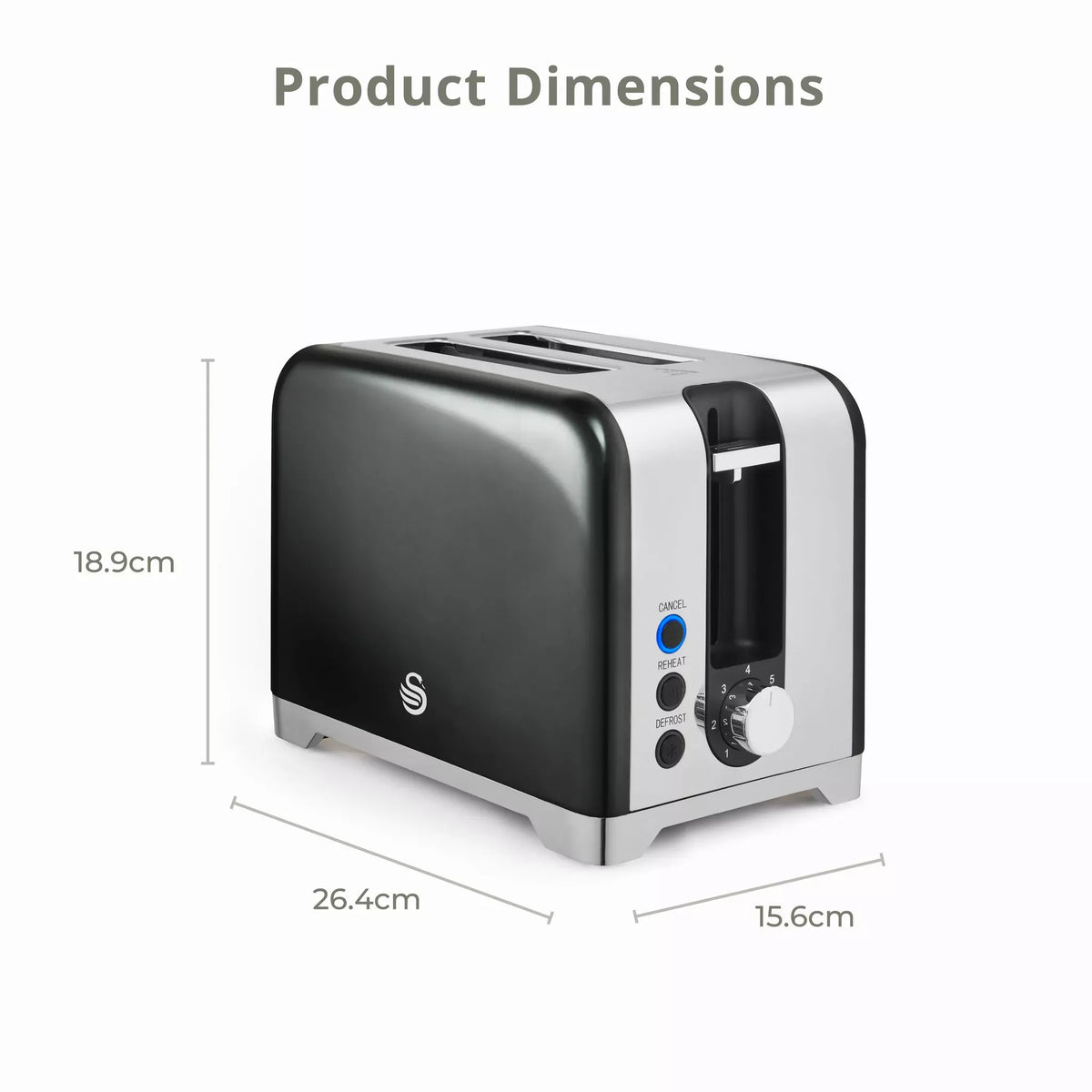 Swan Swan Solace Jug Kettle & 2 Slice Toaster Kitchen Set (Graphite)