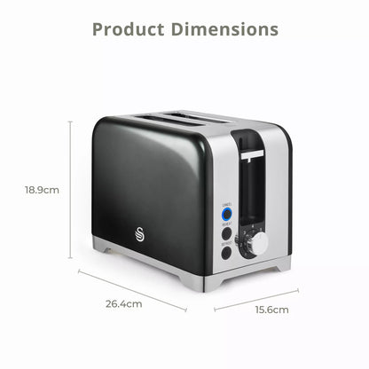 Swan Swan Solace Jug Kettle & 2 Slice Toaster Kitchen Set (Graphite)