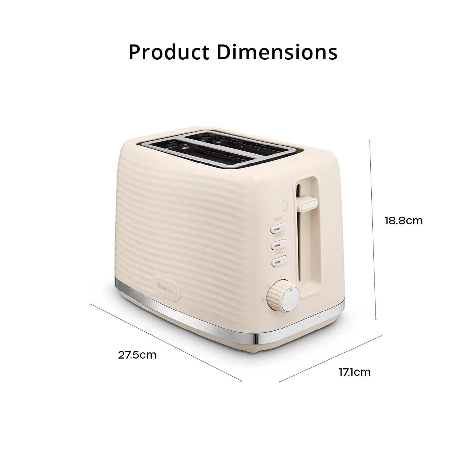 Swan Swan Wave Kettle & 2 Slice Toaster Kitchen Set (Cream)