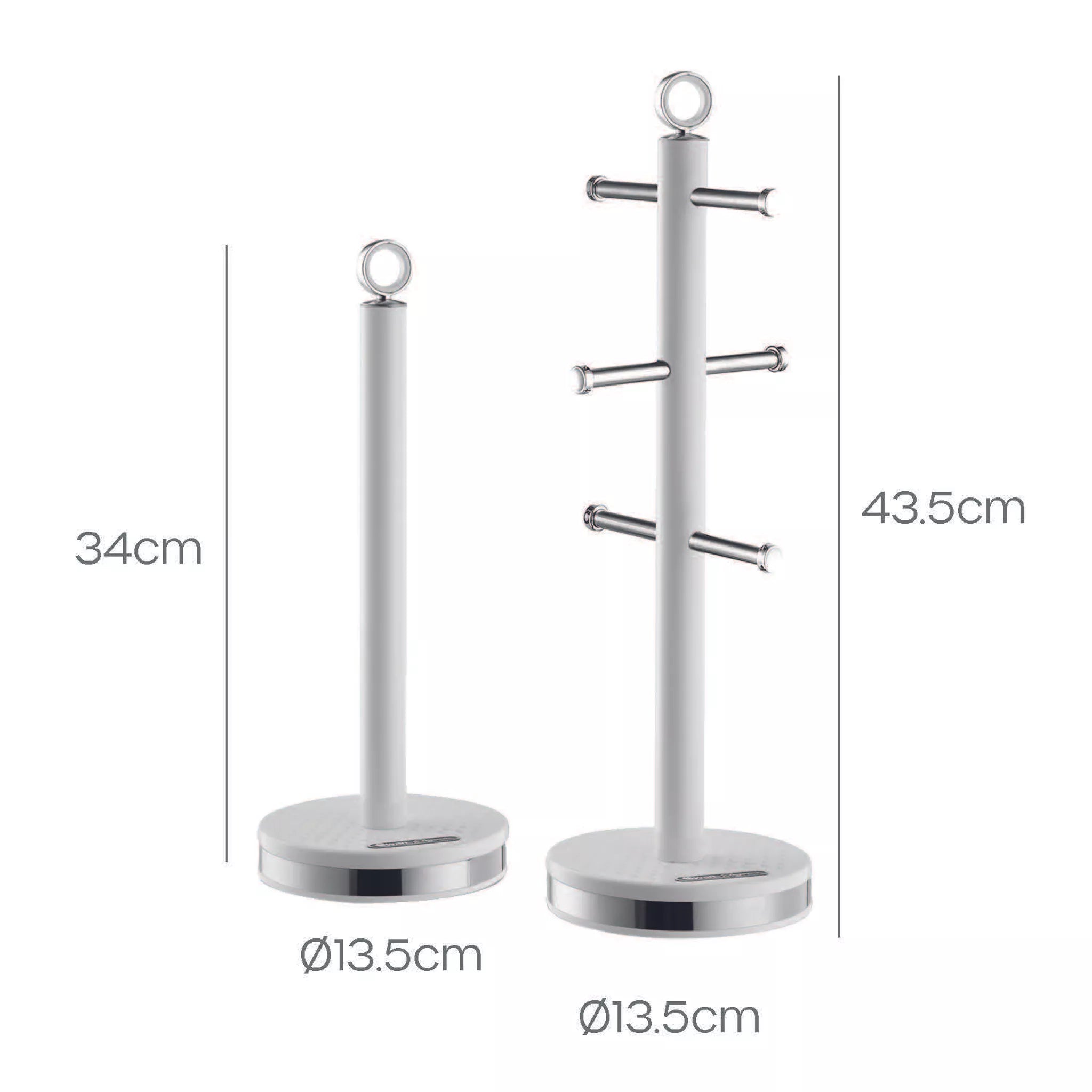 Swan Elegance Bread Bin, Canisters, Mug Tree & Towel Pole Storage Set (White)