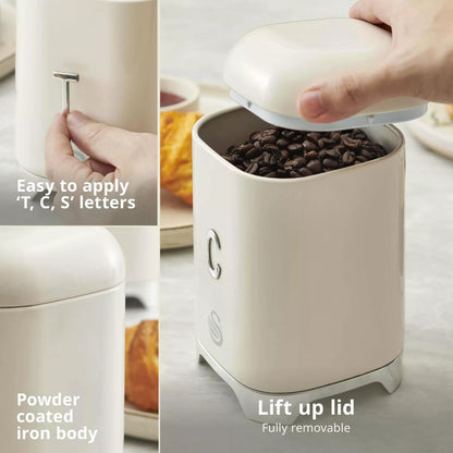 Swan Solace Bread Bin & Canisters Storage Set (Cream) Bread Bin & Canister Sets