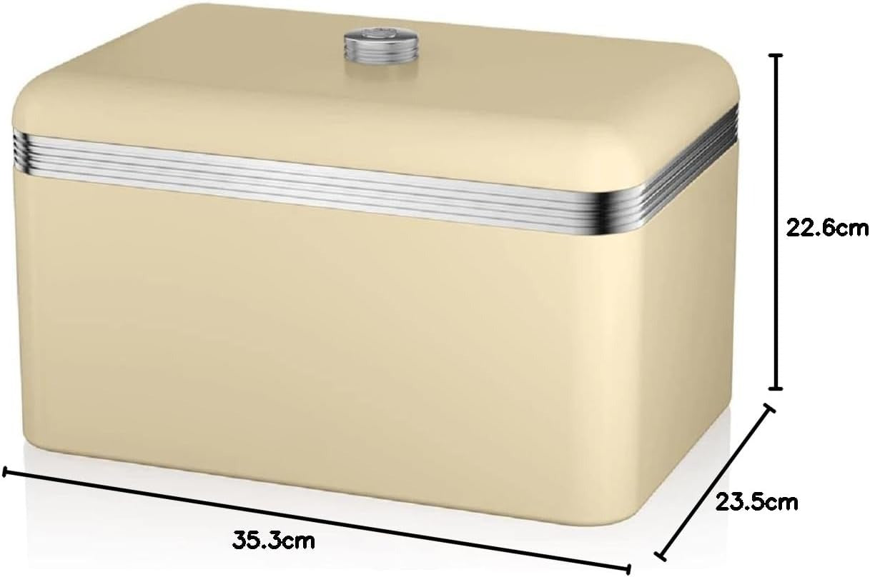 Swan Retro Kettle, 4 Slice Toaster, Bread Bin, Canisters & Towel Pole Set (Cream)