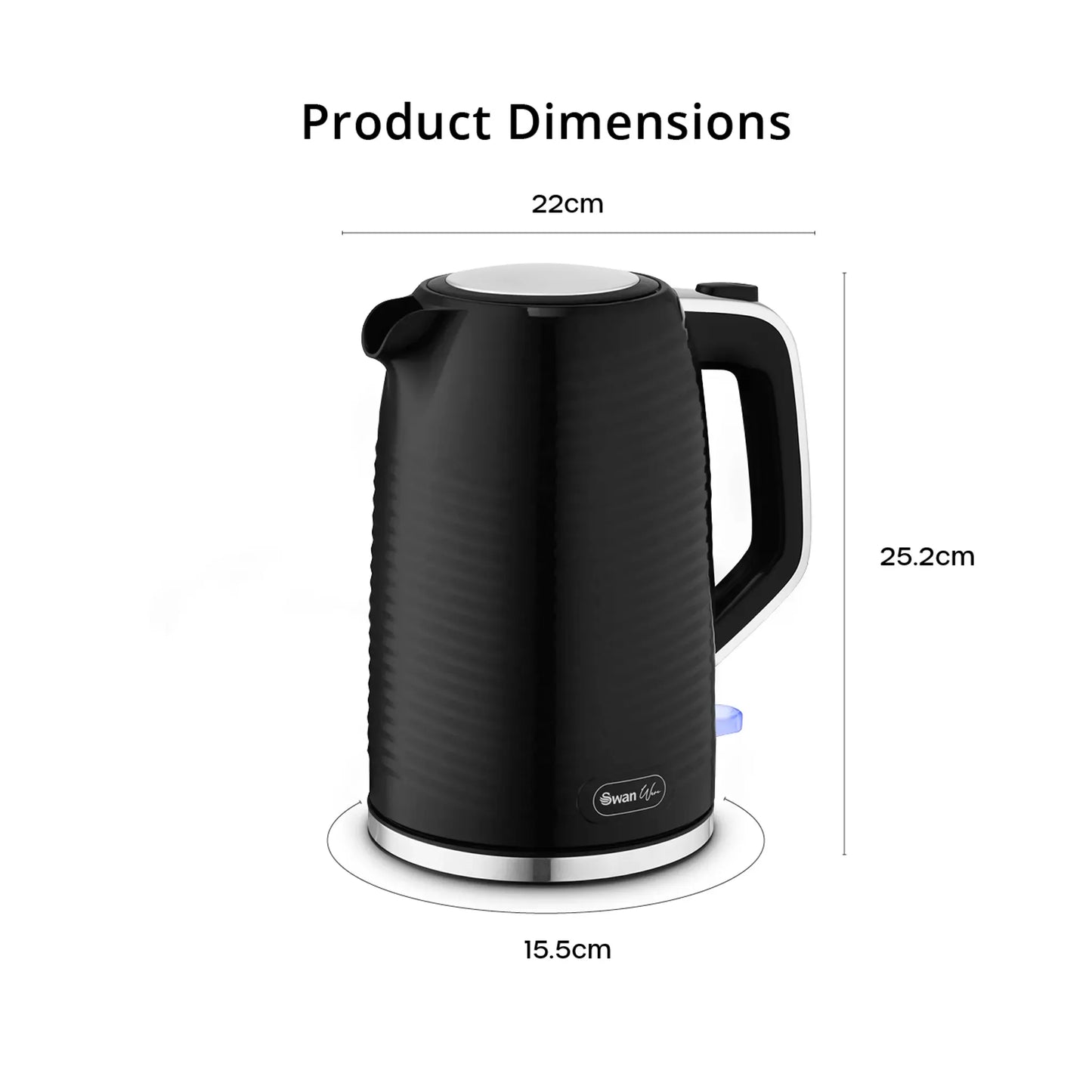 Swan Swan Wave Kettle & 2 Slice Toaster Kitchen Set (Black)