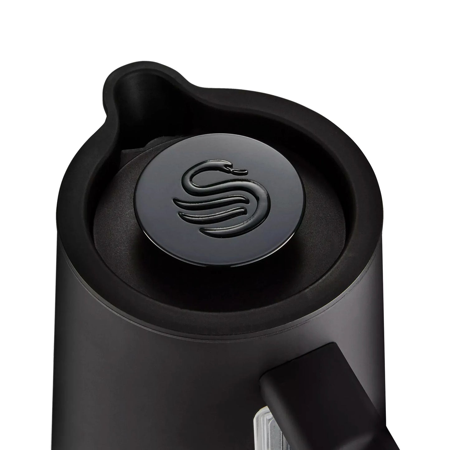 Matt black kettle lid with steam icon detail