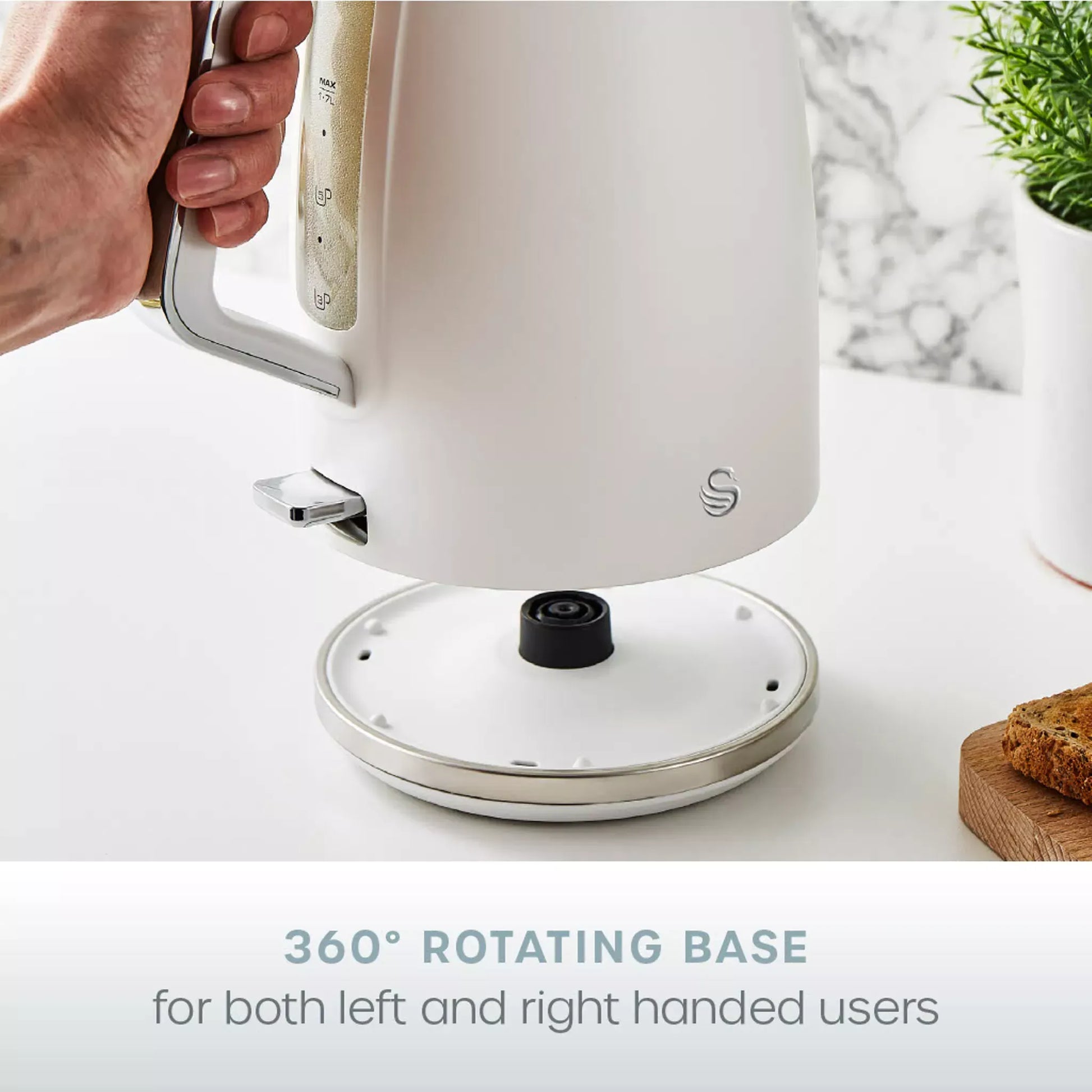Swan Swan Serenity Kettle, 4 Slice Toaster, Bread Bin & Canisters Kitchen Set (White)