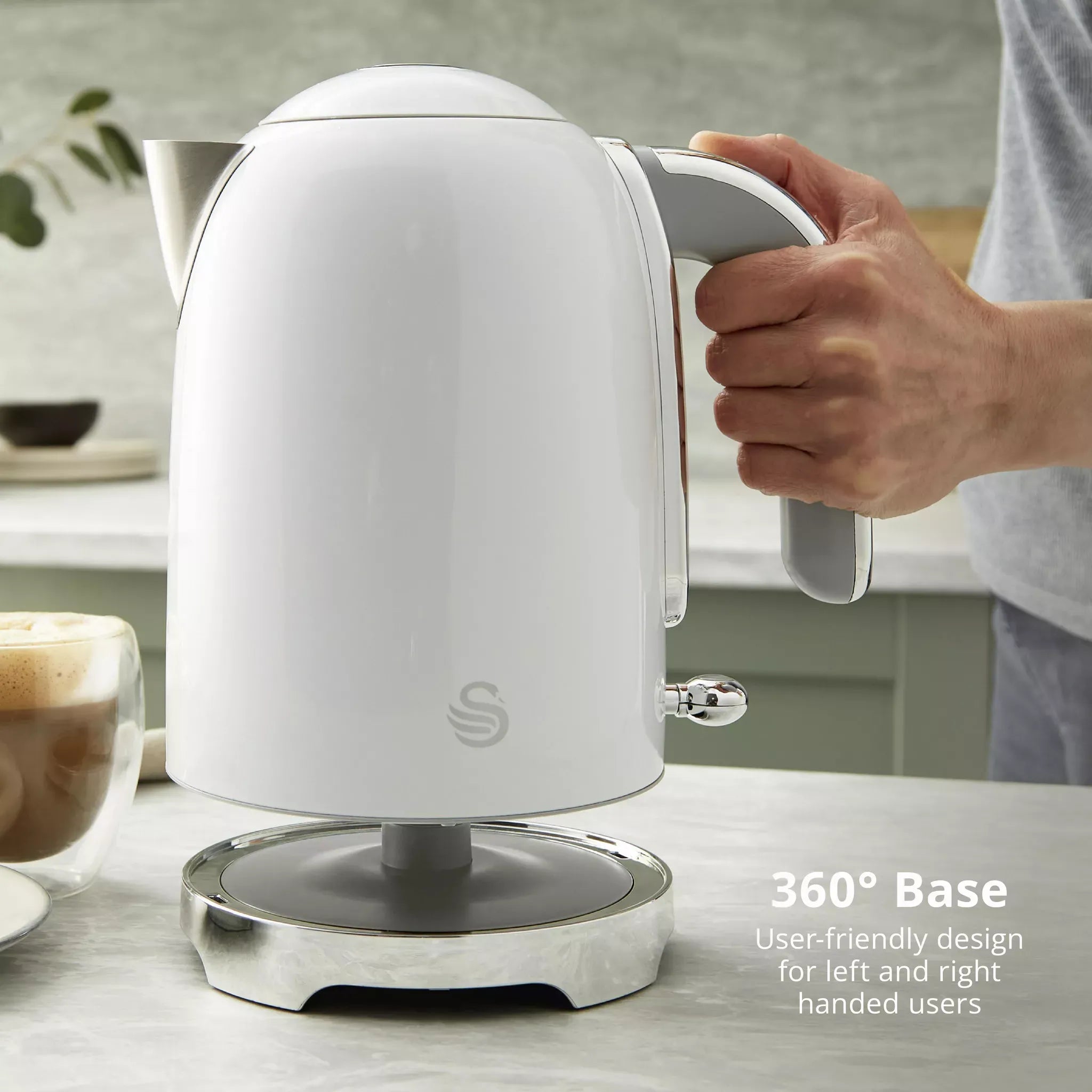 Swan Solace Jug Kettle, 2 Slice Toaster, Bread Bin & Canisters Kitchen Set (White)