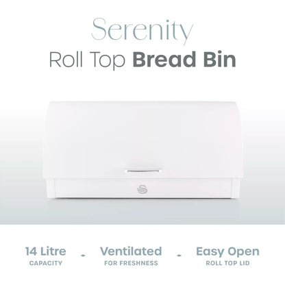 Swan Swan Serenity Kettle, 4 Slice Toaster, Bread Bin & Canisters Kitchen Set (White)