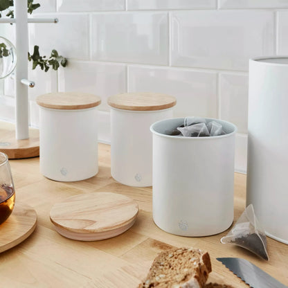 Swan Swan Nordic Kettle, 2 Slice Toaster, Bread Bin & Canisters Kitchen Set (Cotton White)