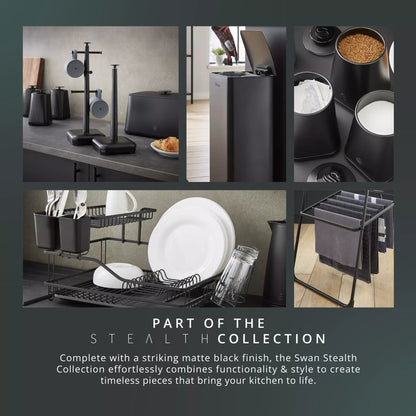 Swan Swan Stealth Bread Bin & Canisters Kitchen Storage Set (Matt Black)