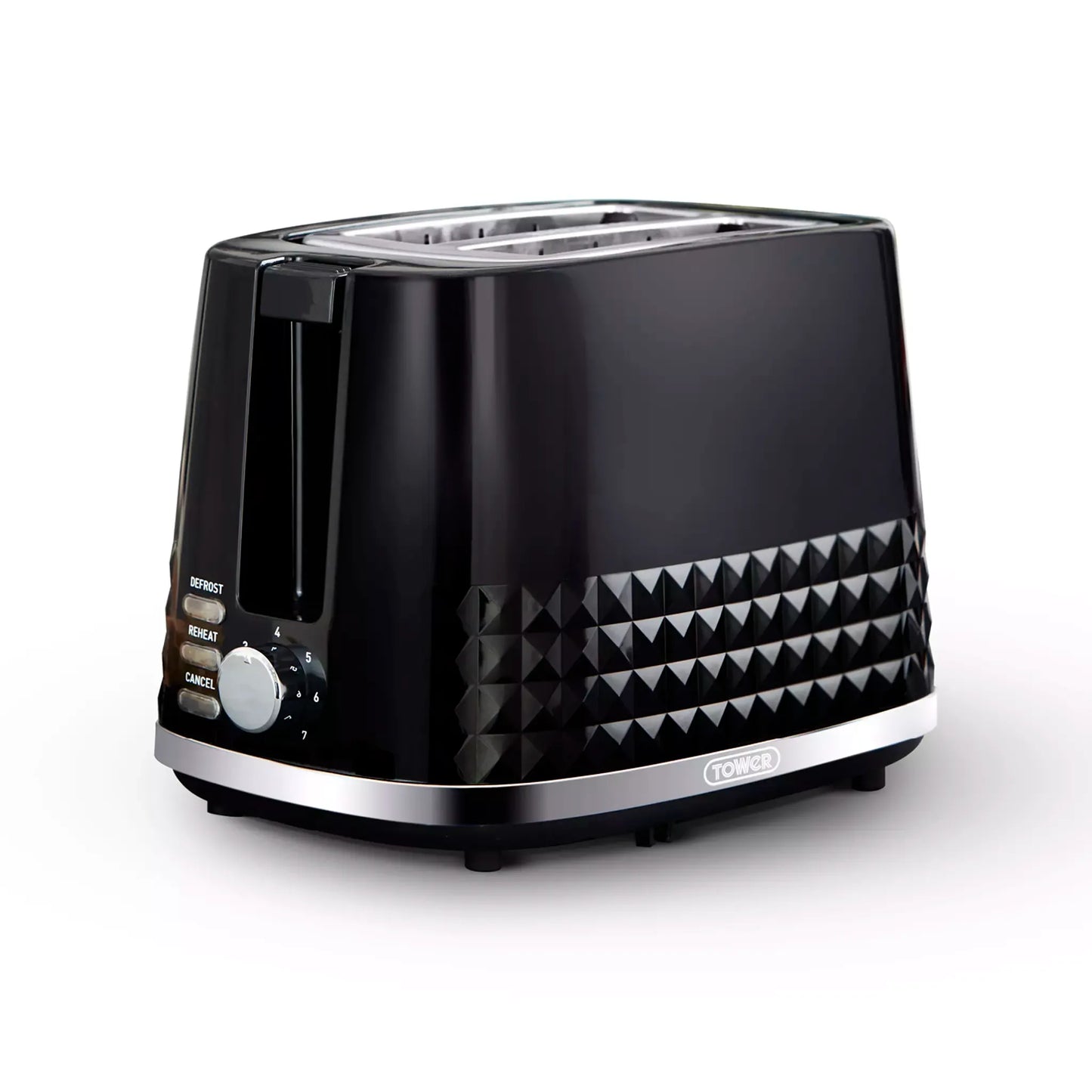 Tower Tower Solitaire Jug Kettle, 2 Slice Toaster, Bread Bin & Canisters Kitchen Set (Black)