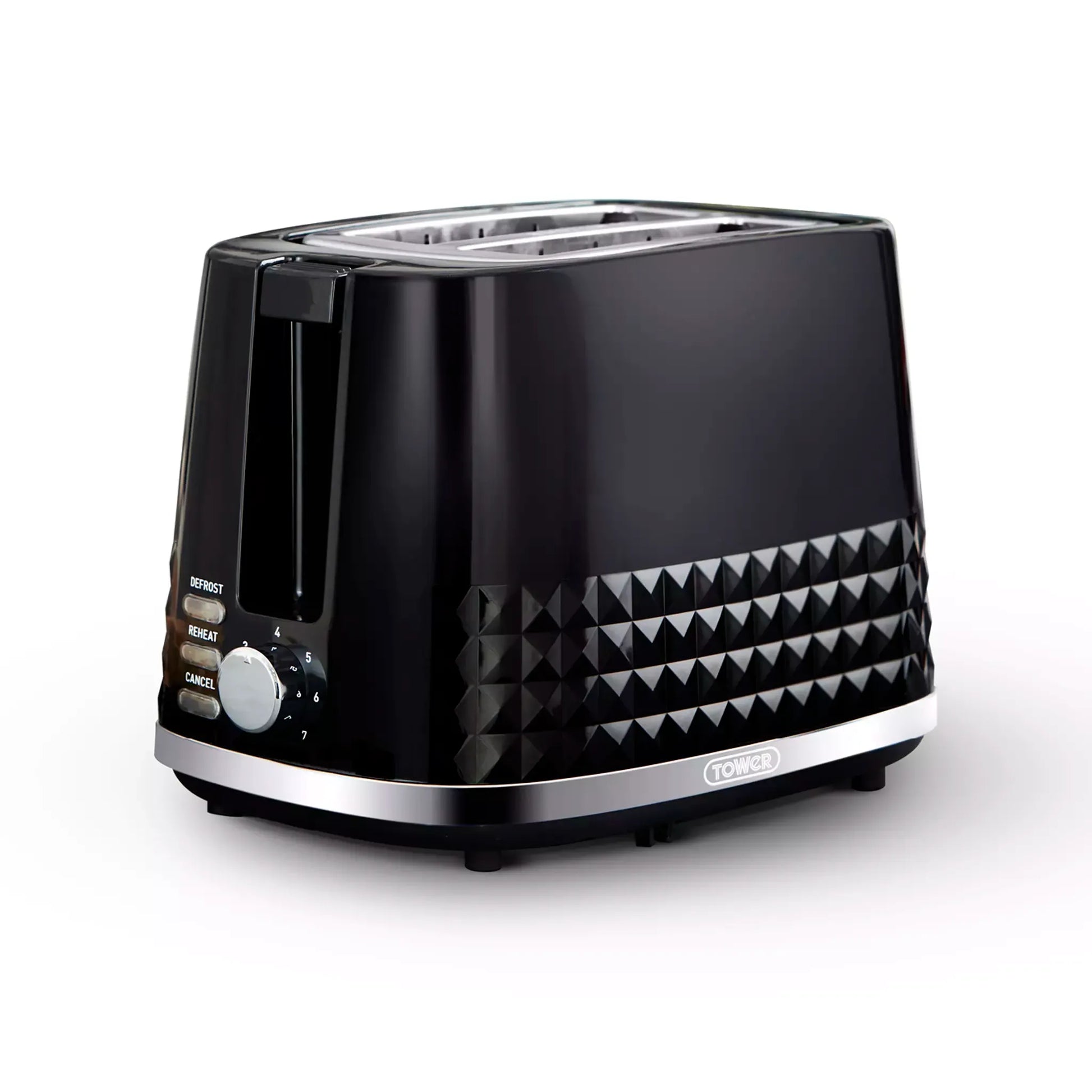 Tower Tower Solitaire Jug Kettle, 2 Slice Toaster, Bread Bin & Canisters Kitchen Set (Black)