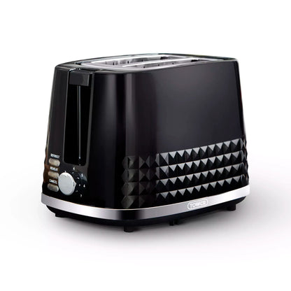 Tower Tower Solitaire Jug Kettle, 2 Slice Toaster, Bread Bin & Canisters Kitchen Set (Black)