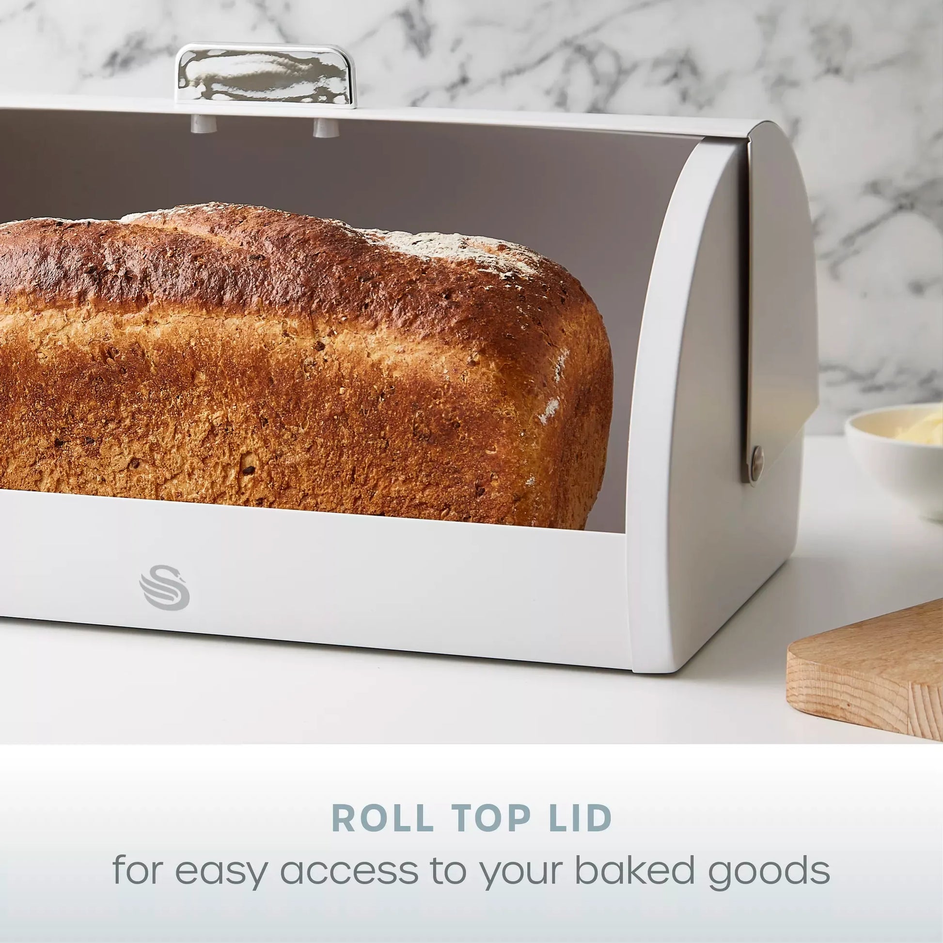 Swan Swan Serenity Kettle, 4 Slice Toaster, Bread Bin & Canisters Kitchen Set (White)