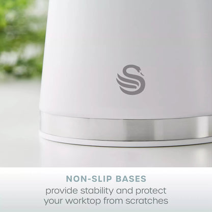 Swan Swan Serenity Kettle, 4 Slice Toaster, Bread Bin & Canisters Kitchen Set (White)