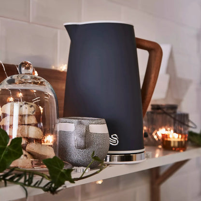 Swan Swan Nordic Kettle, 2 Slice Toaster, Bread Bin & Canisters Kitchen Set (Grey)