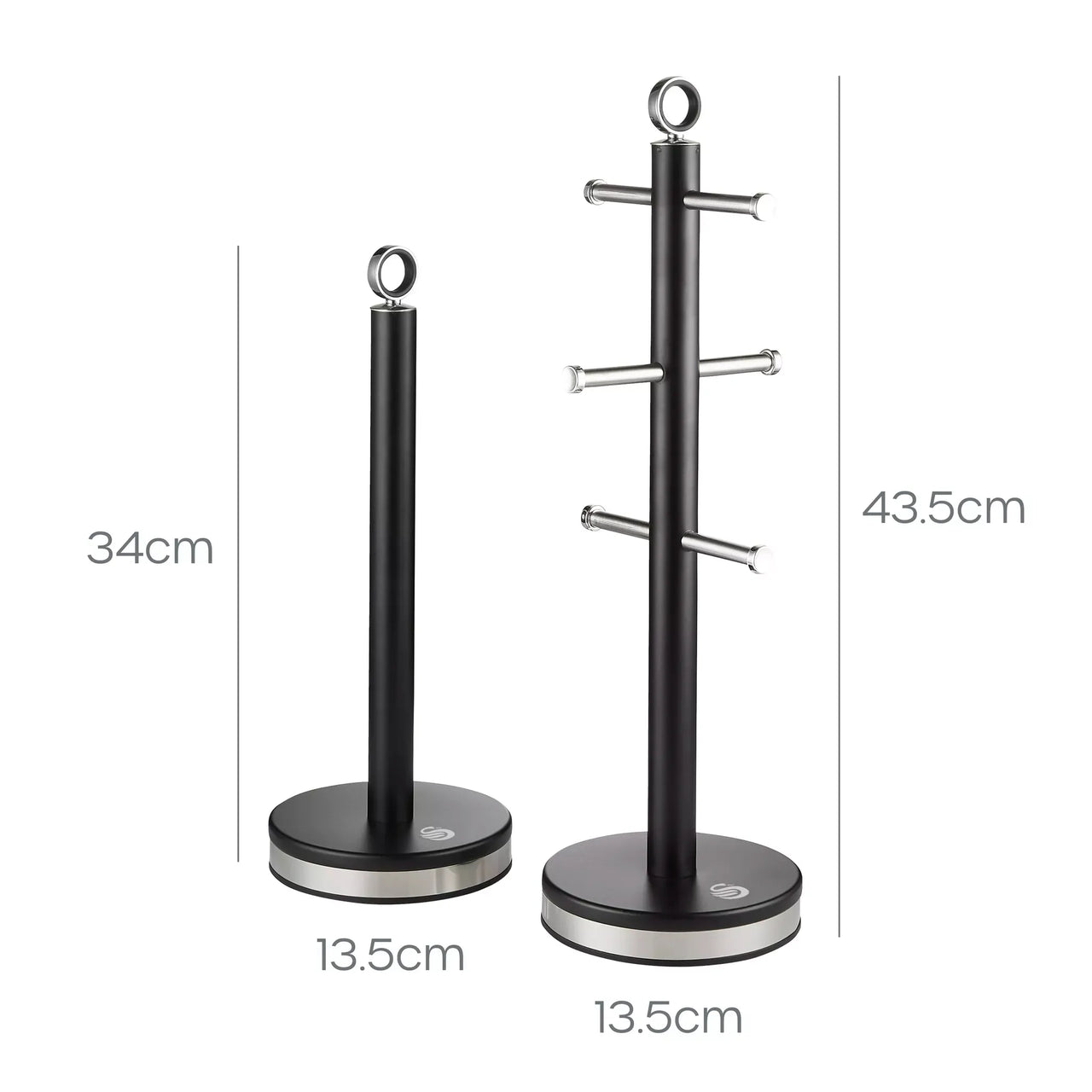 Swan Serenity Bread Bin, Canisters, Mug Tree & Towel Pole Set (Black)