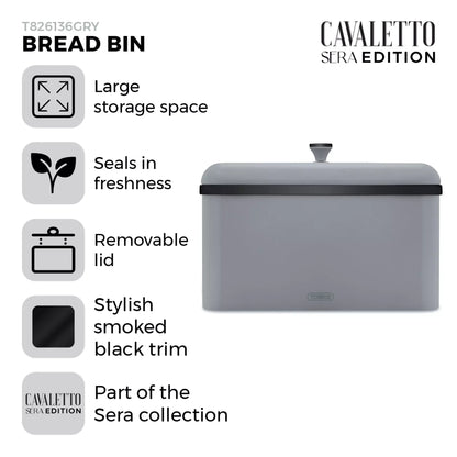 Tower Tower Sera Grey Kettle, 4 Slice Toaster, Bread Bin & Canisters Kitchen Set (Grey)