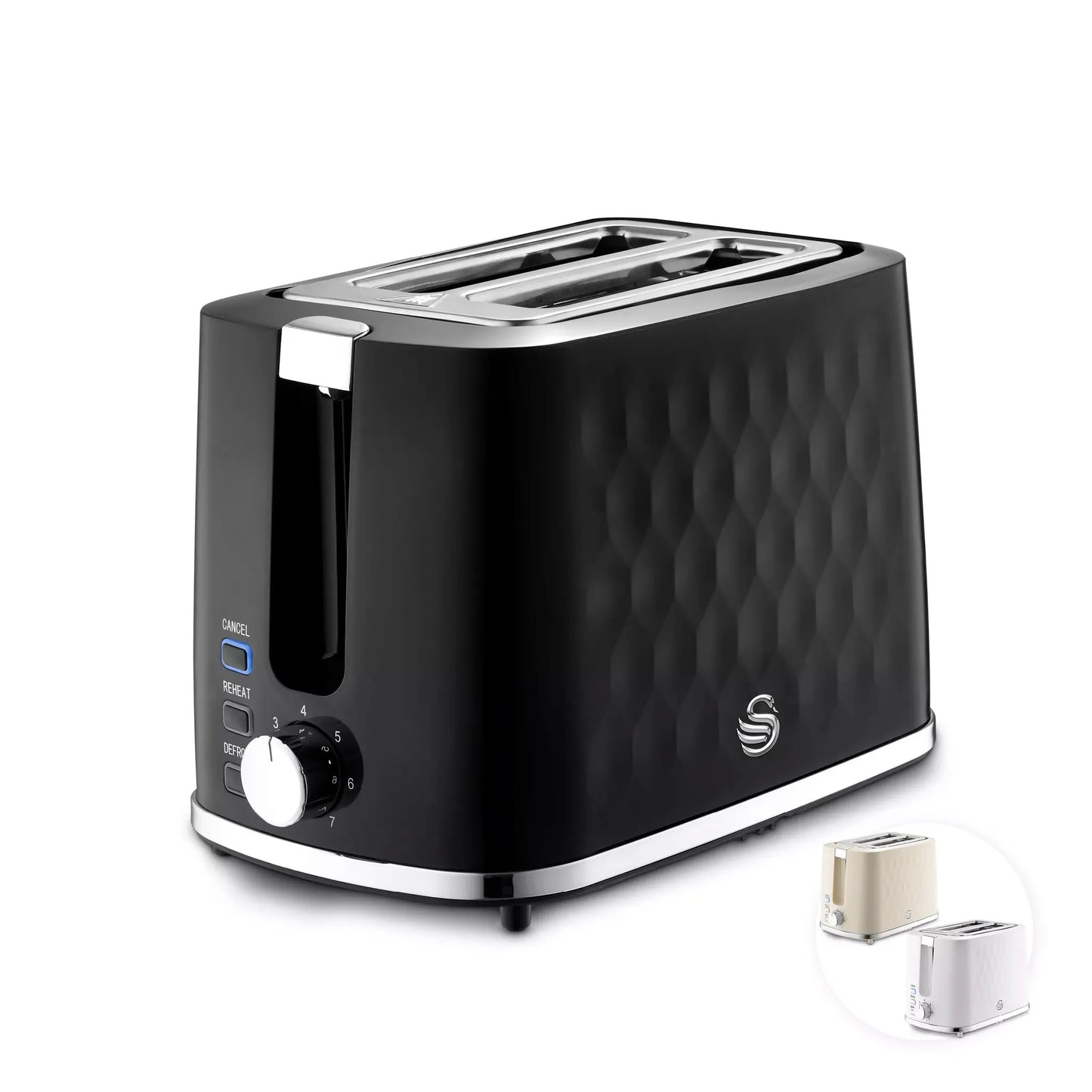 Swan Swan Hexton Kettle & 2 Slice Toaster Kitchen Set (Black)