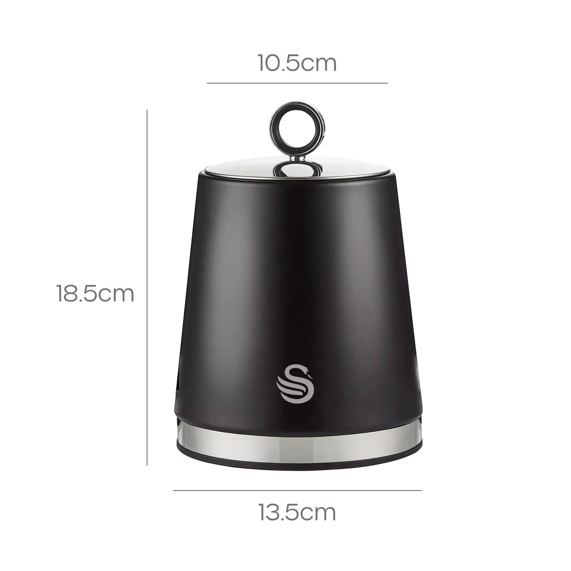 Swan Swan Serenity Kettle, 4 Slice Toaster, Bread Bin & Canisters Kitchen Set (Black)