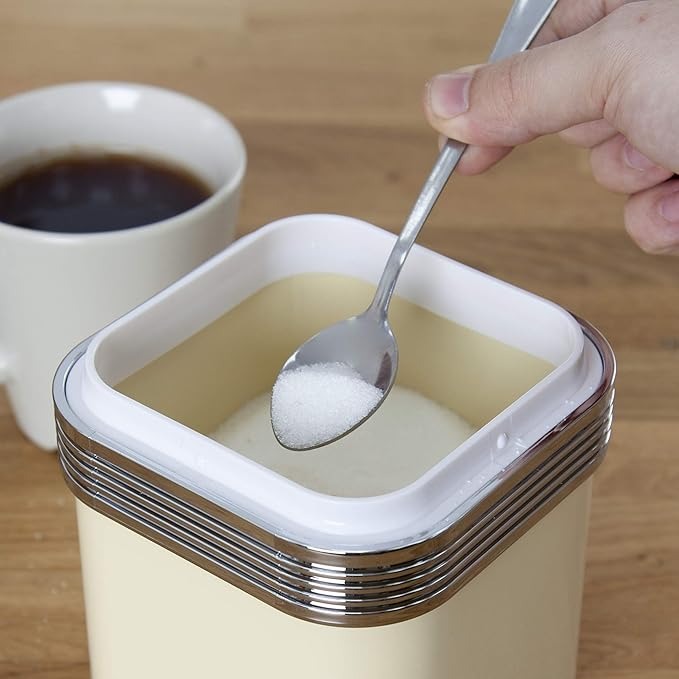 Swan Retro Kettle, 4 Slice Toaster, Bread Bin, Canisters & Towel Pole Set (Cream)