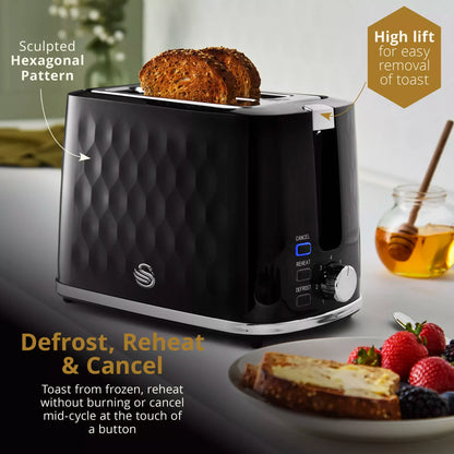 Swan Swan Hexton Kettle & 2 Slice Toaster Kitchen Set (Black)