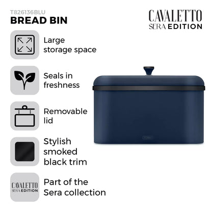 Tower Tower Sera Kettle, 4 Slice Toaster, Bread Bin & Canisters Kitchen Set (Midnight Blue)