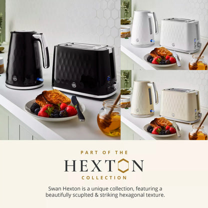 Swan Swan Hexton Kettle & 2 Slice Toaster Kitchen Set (Black)