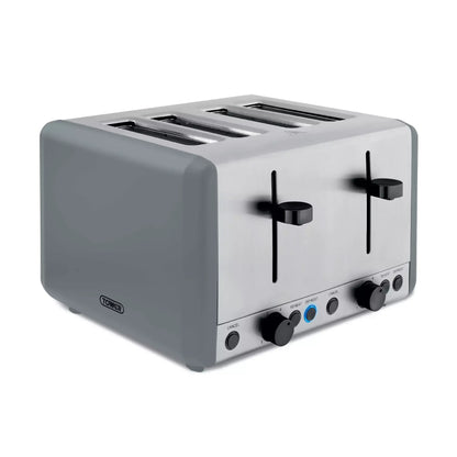 Tower Tower Sera Grey Kettle, 4 Slice Toaster, Bread Bin & Canisters Kitchen Set (Grey)