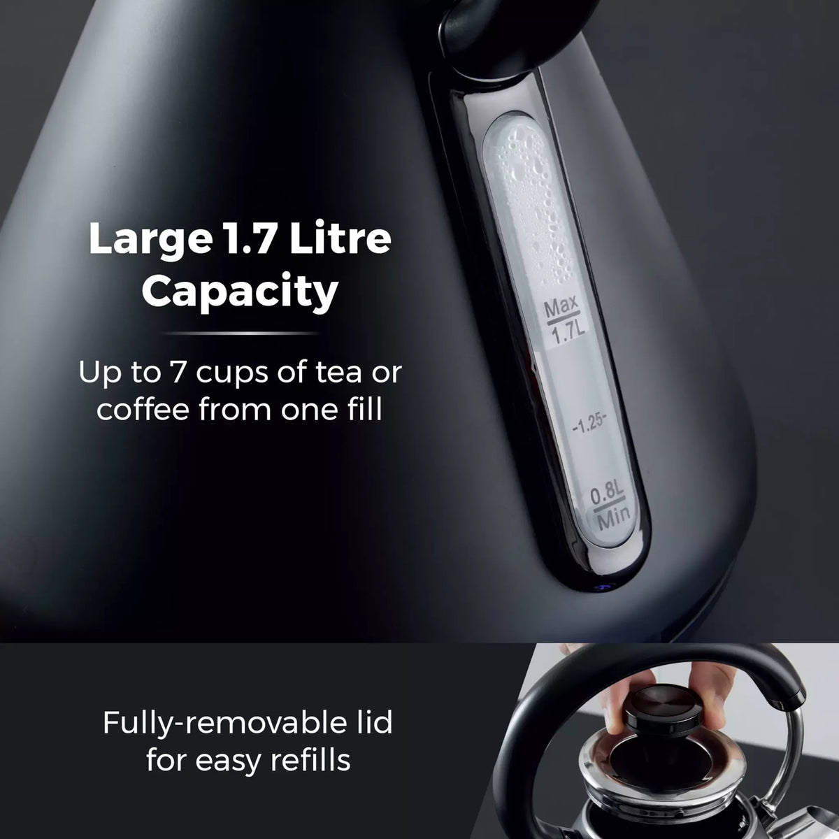 Tower Tower Sera Pyramid Kettle & 4 Slice Toaster Kitchen Set (Black)