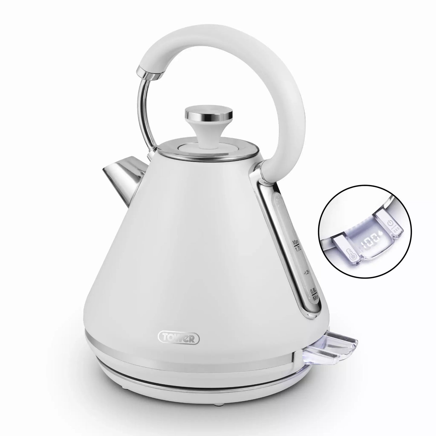 Tower Tower Mirage Digital Pyramid Kettle & 2 Slice Toaster Kitchen Set (White)