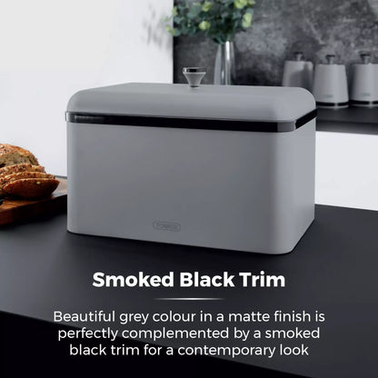 Tower Tower Sera Grey Kettle, 4 Slice Toaster, Bread Bin & Canisters Kitchen Set (Grey)