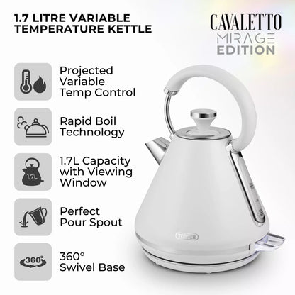 Tower Tower Mirage Digital Pyramid Kettle & 2 Slice Toaster Kitchen Set (White)