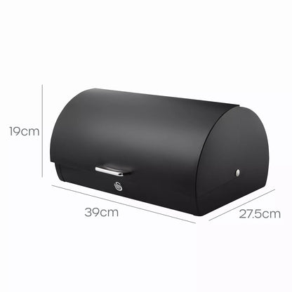 Swan Swan Serenity Kettle, 4 Slice Toaster, Bread Bin & Canisters Kitchen Set (Black)