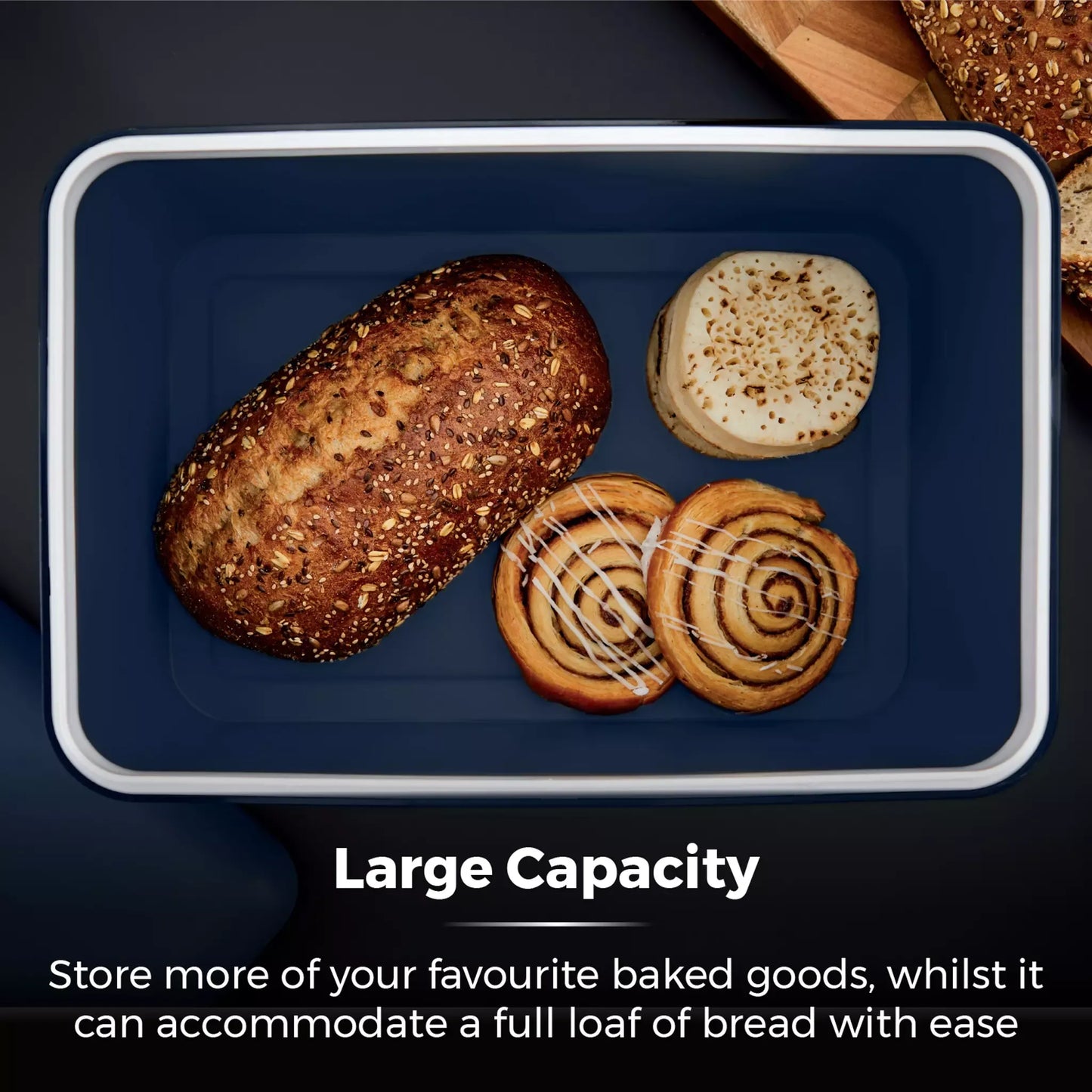 Tower Tower Sera Kettle, 4 Slice Toaster, Bread Bin & Canisters Kitchen Set (Midnight Blue)