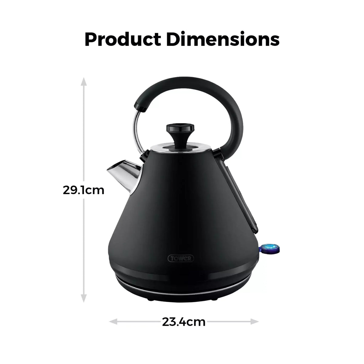 Tower Tower Sera Pyramid Kettle & 4 Slice Toaster Kitchen Set (Black)