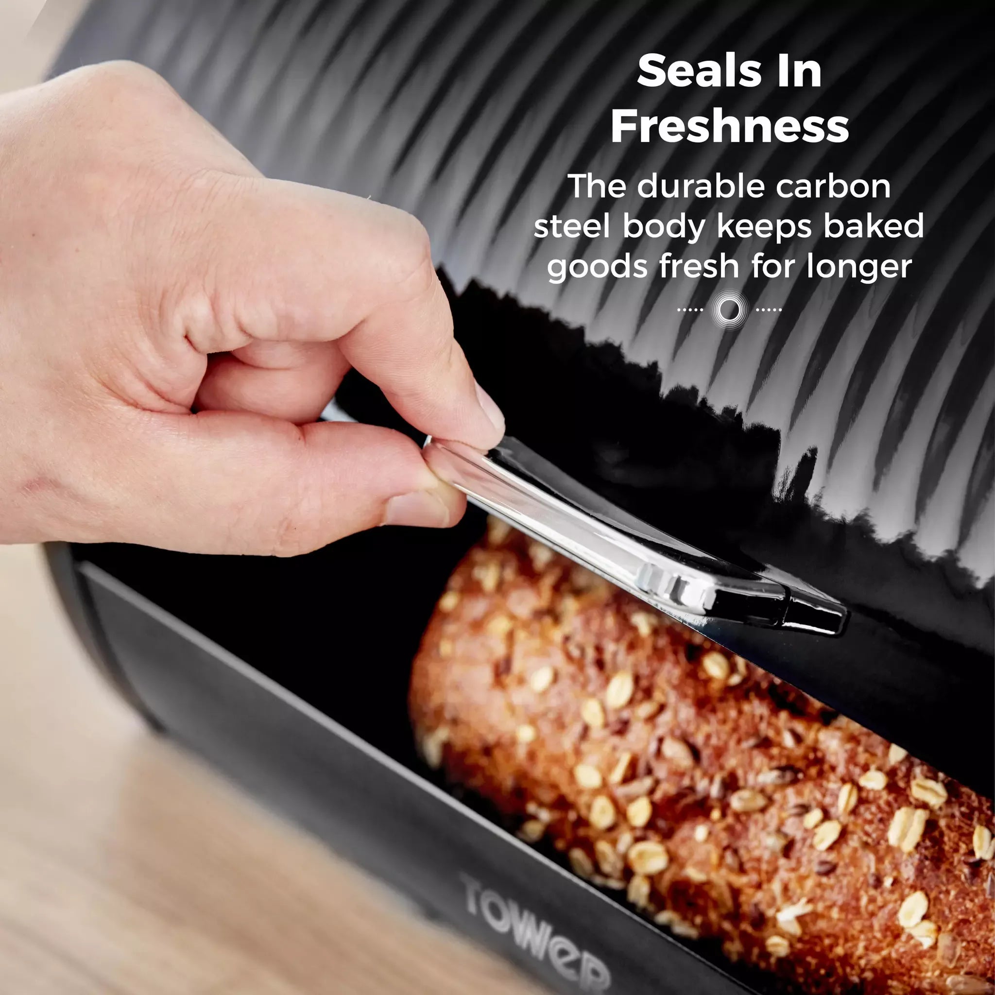 Tower Sonar Bread Bin & Canister Kitchen Storage Set (Black)