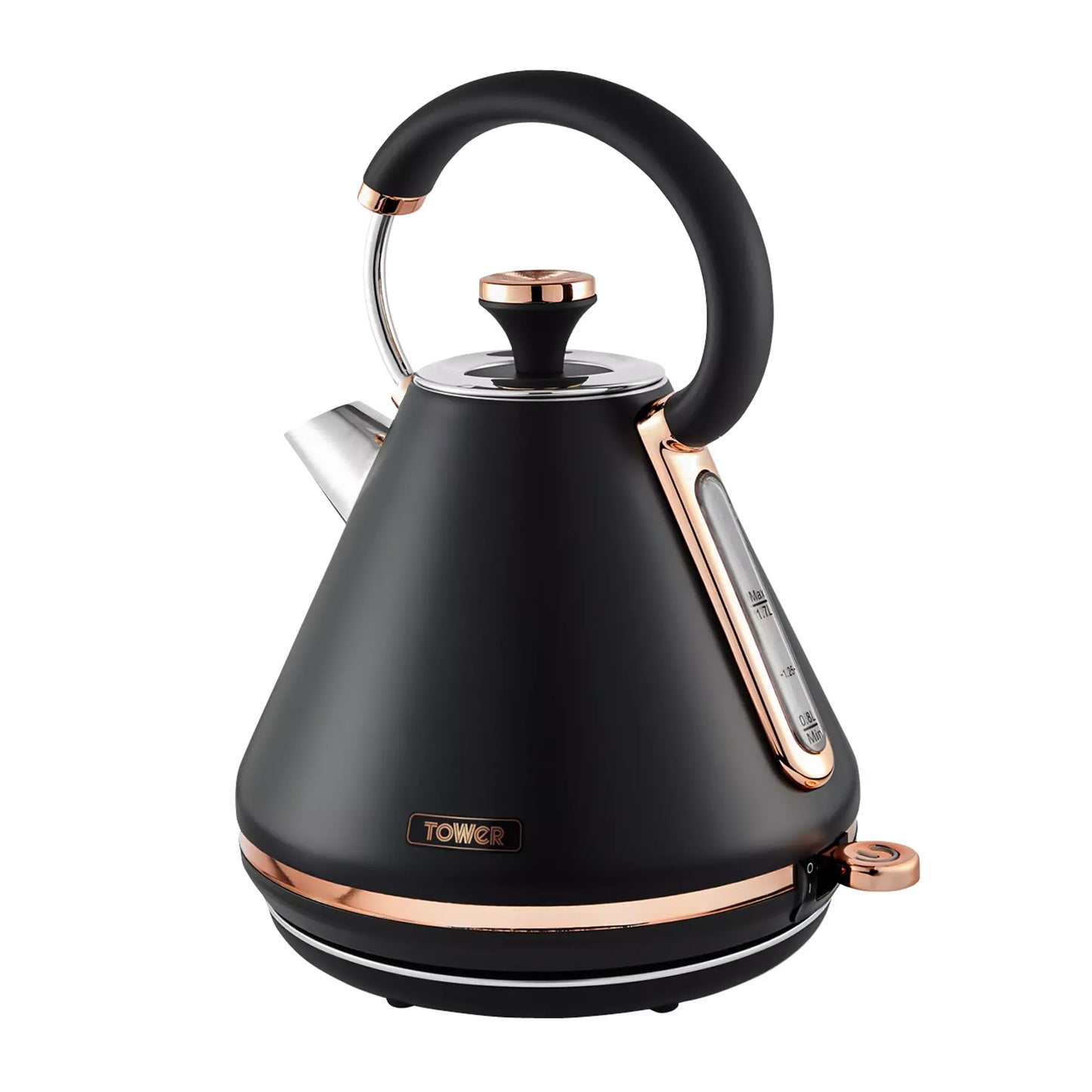Tower Tower Cavaletto Pyramid Kettle, 4 Slice Toaster & Canisters Kitchen Set (Black)