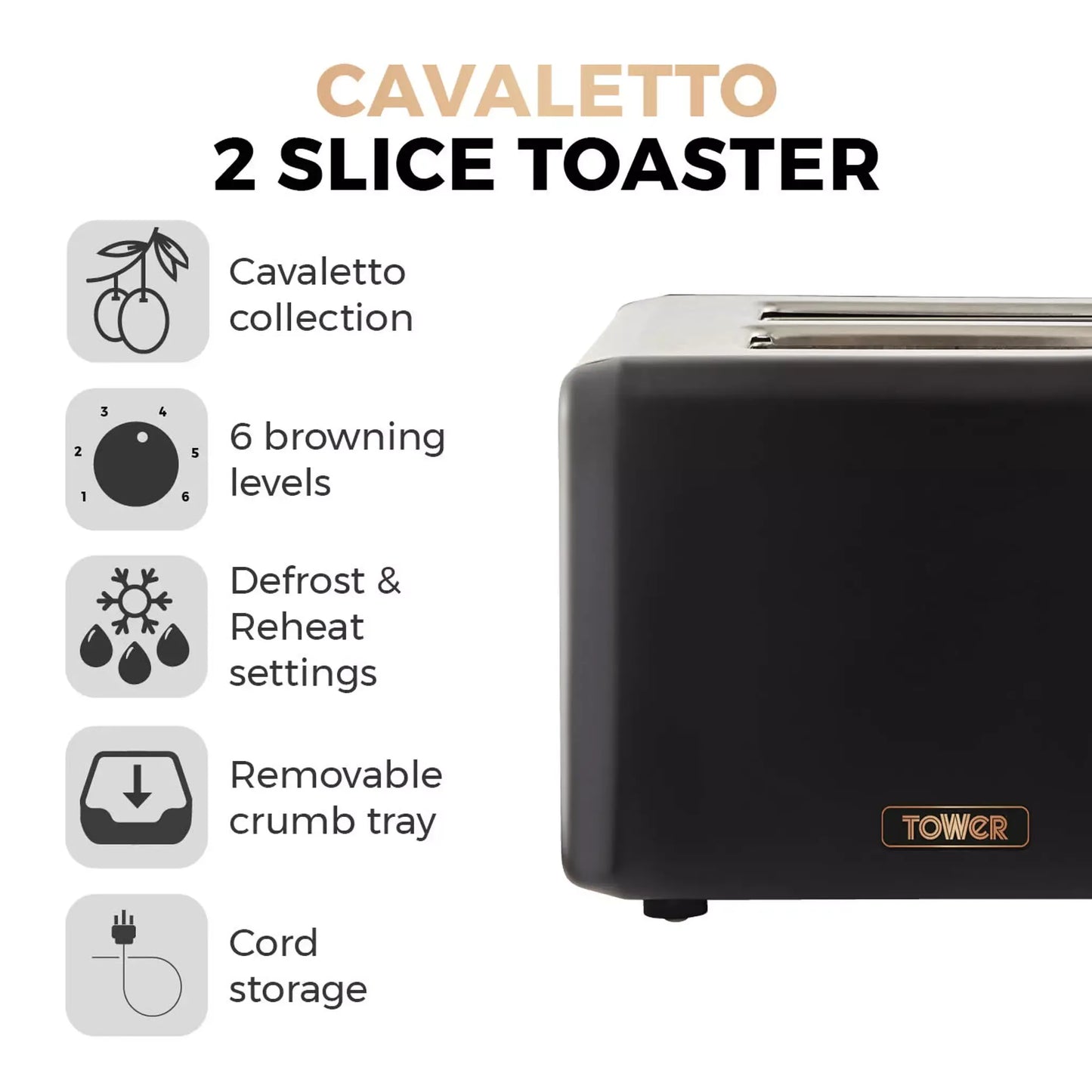 Tower Cavaletto Pyramid Kettle, 2 Slice Toaster & Canisters Kitchen Set (Black) Kitchen Sets