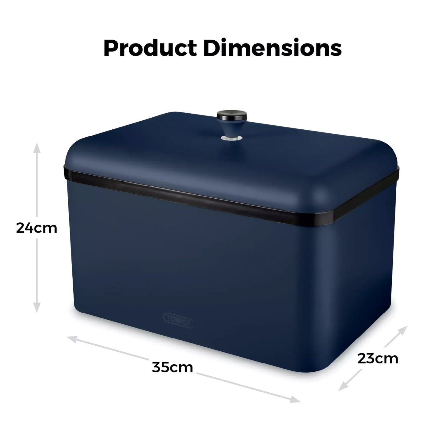 Tower Tower Sera Kettle, 4 Slice Toaster, Bread Bin & Canisters Kitchen Set (Midnight Blue)
