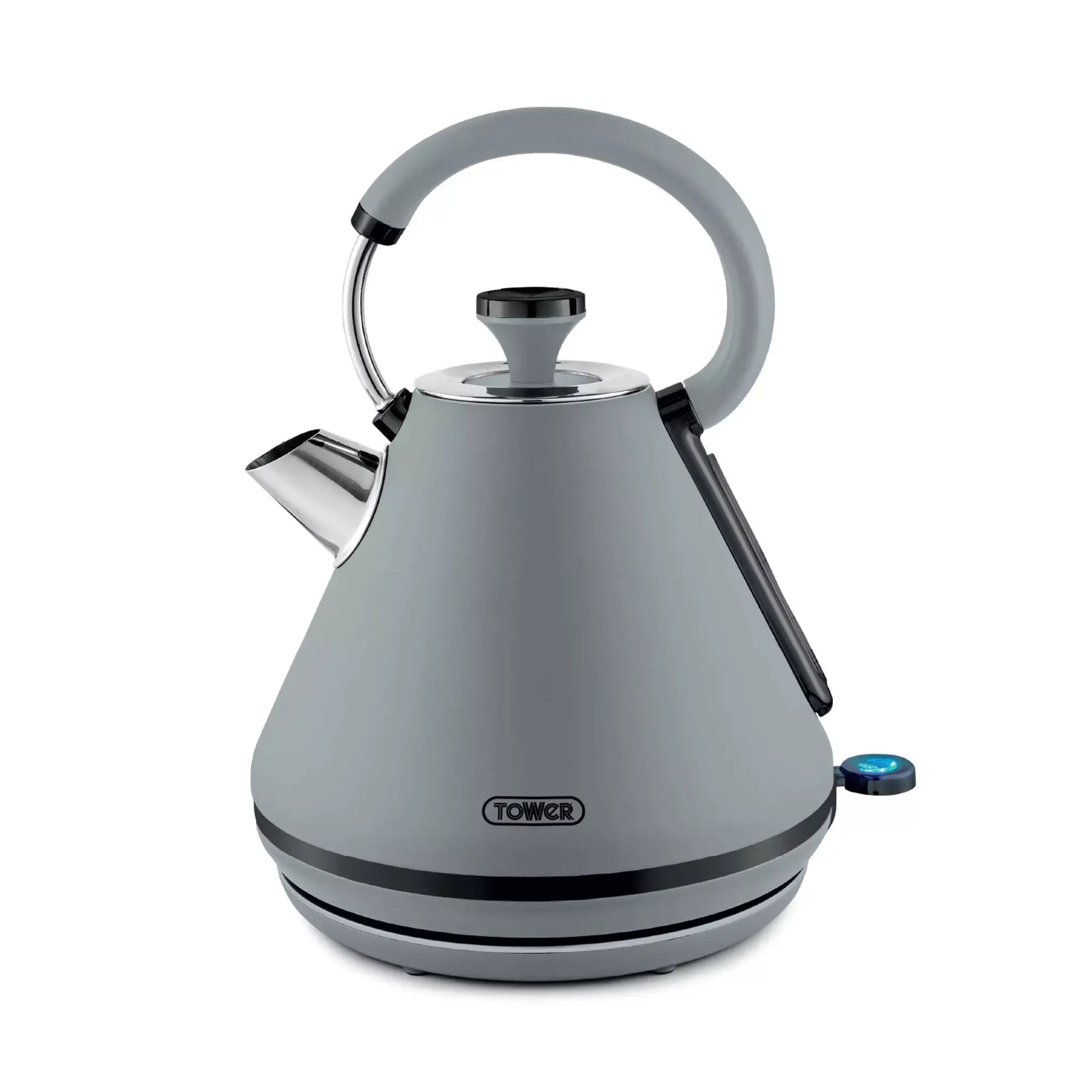 Tower Tower Sera Grey Kettle, 4 Slice Toaster, Bread Bin & Canisters Kitchen Set (Grey)