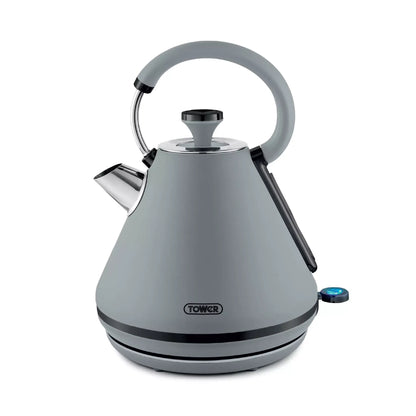 Tower Tower Sera Grey Kettle, 4 Slice Toaster, Bread Bin & Canisters Kitchen Set (Grey)