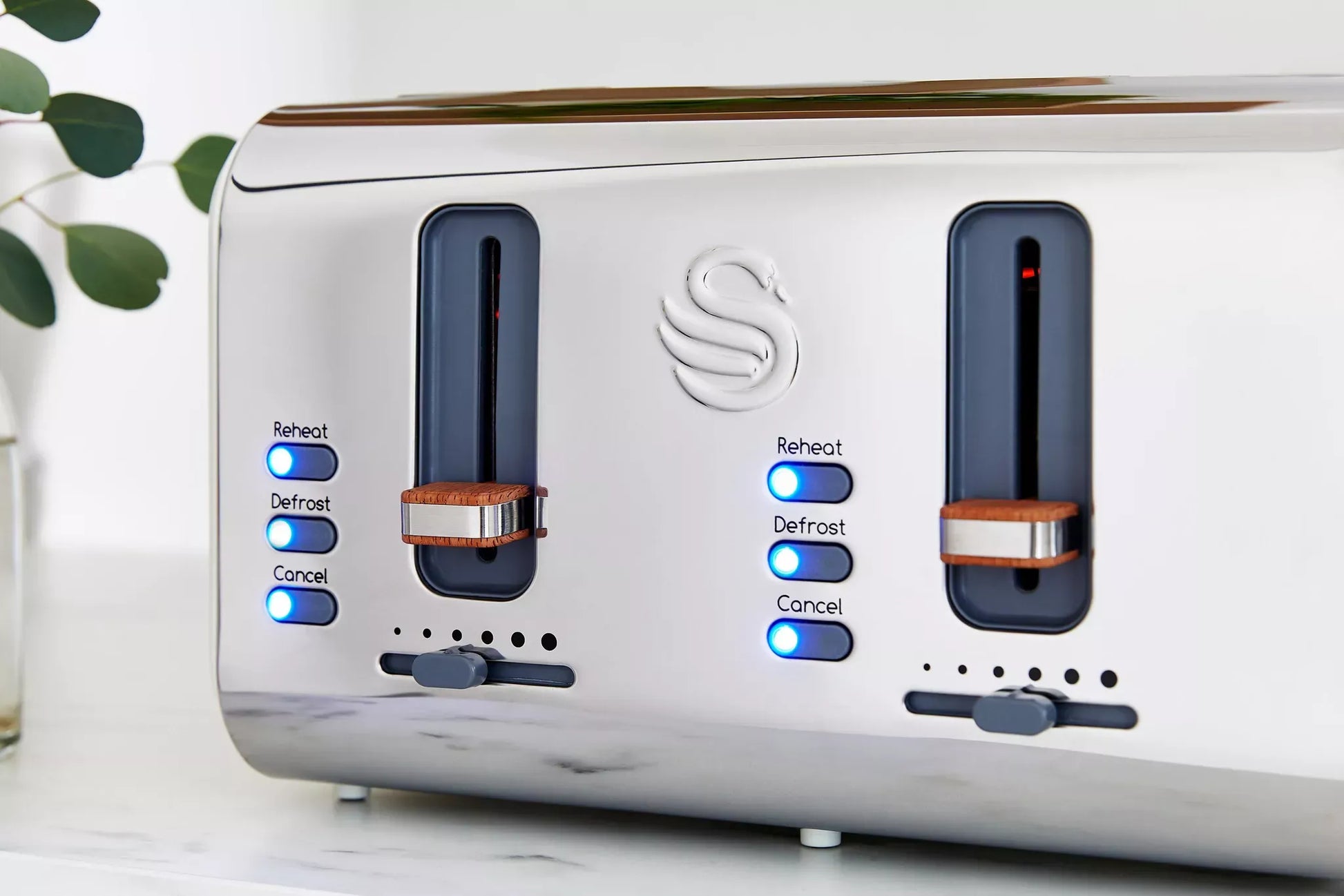 Swan Swan Nordic Kettle, 4 Slice Toaster, Bread Bin & Canisters Kitchen Set (Cotton White)