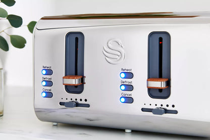 Swan Swan Nordic Kettle, 4 Slice Toaster, Bread Bin & Canisters Kitchen Set (Cotton White)