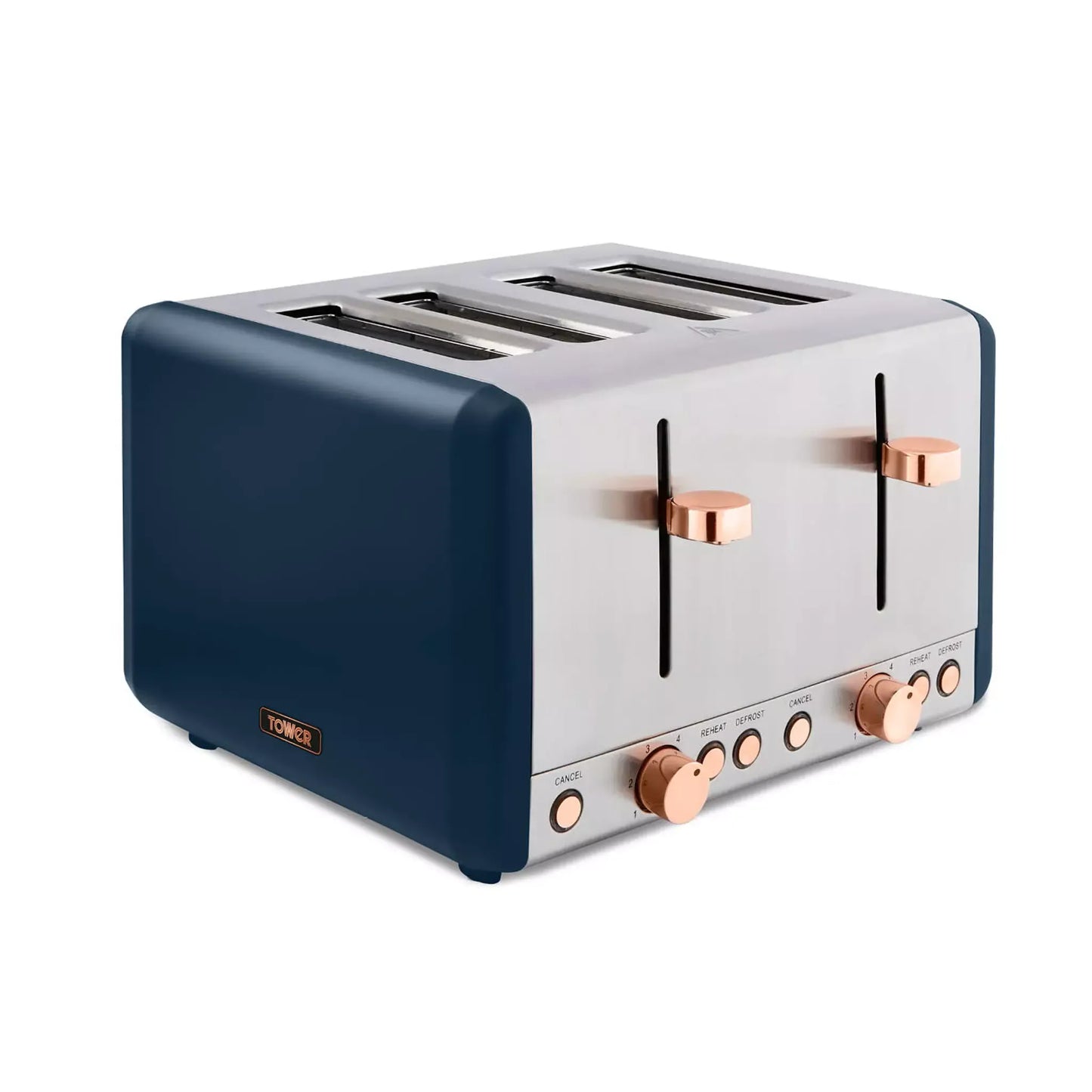 Tower Tower Cavaletto Pyramid Kettle & 4 Slice Toaster Kitchen Set (Midnight Blue)