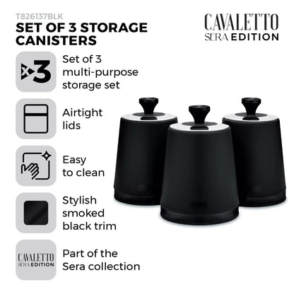 Tower Tower Sera Bread Bin & Canister Kitchen Storage Set (Black)