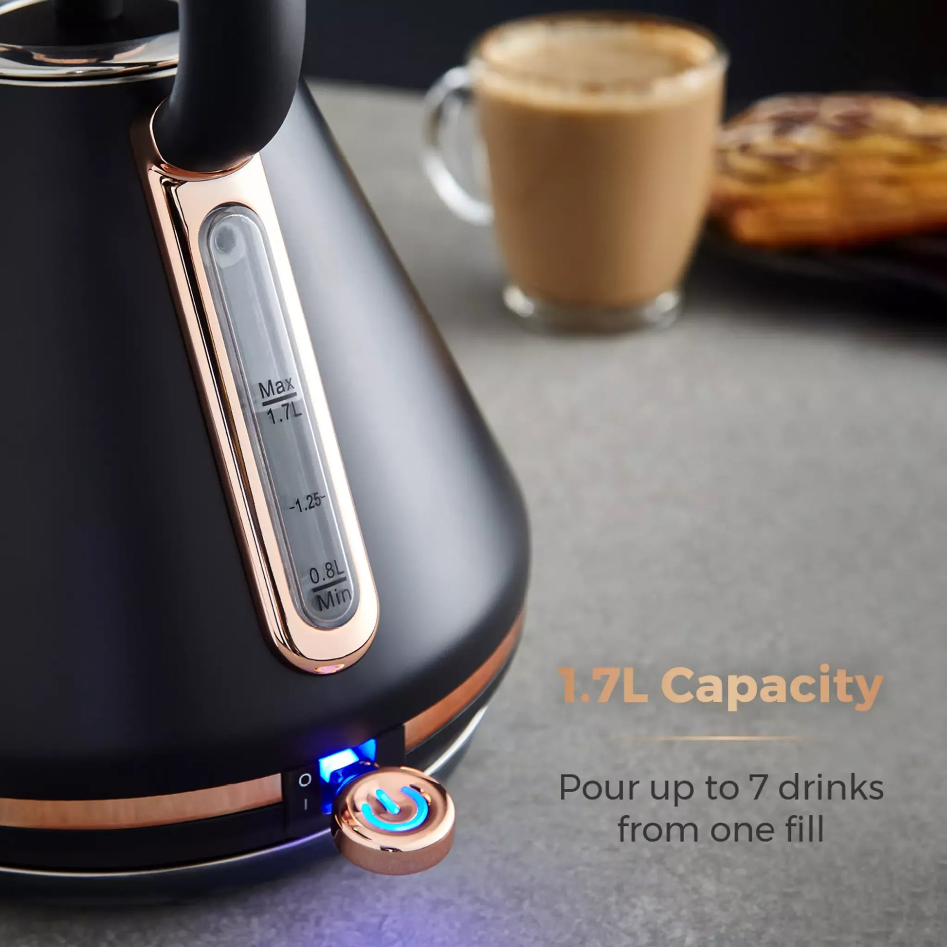 Tower Tower Cavaletto Pyramid Kettle, 4 Slice Toaster & Canisters Kitchen Set (Black)