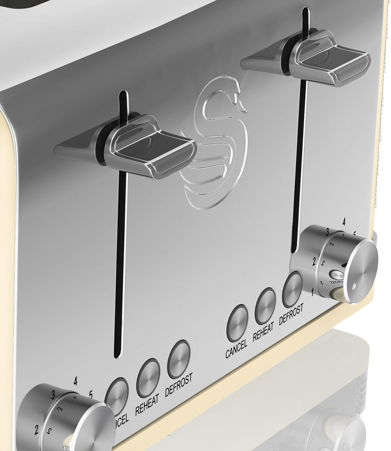Swan Retro Kettle, 4 Slice Toaster, Bread Bin, Canisters & Towel Pole Set (Cream)