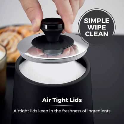 Tower Tower Sera Bread Bin & Canister Kitchen Storage Set (Black)