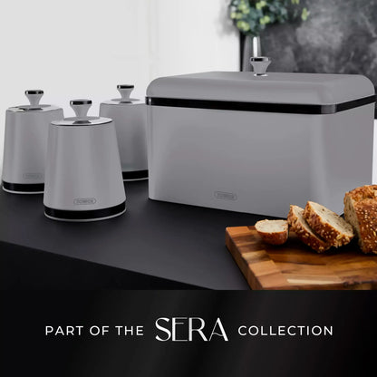 Tower Tower Sera Grey Kettle, 4 Slice Toaster, Bread Bin & Canisters Kitchen Set (Grey)