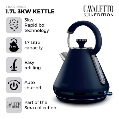 Tower Tower Sera Pyramid Kettle & 4 Slice Toaster Kitchen Set (Midnight Blue)